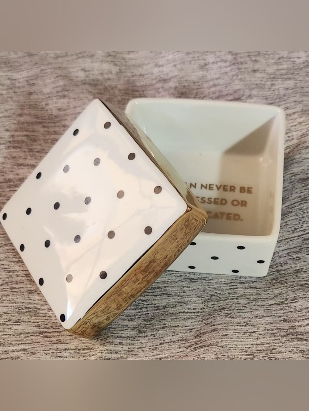 Rosanna "Ladies Choice" Porcelain Trinket Box Polka-dot w/Goldtone  Accents